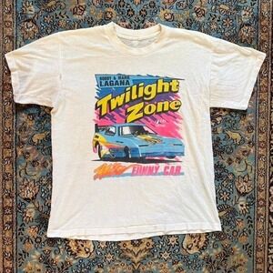 Vintage 90s Twilight Zone Drag Racing T shirt Measure 19.5x25